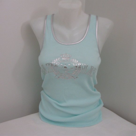 Aqua Blue Ribbed Tank Top 90s Baby Phat Large NEW - Picture 2 of 6